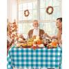 imageSmiry Disposable Table Cloth 12 Pack 84 Inch Round Waterproof Plastic Tablecloth Decorative Rectangle Table Covers for Party Birthday Picnic WhiteTurquoise and White