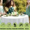 imageSmiry Disposable Table Cloth 12 Pack 84 Inch Round Waterproof Plastic Tablecloth Decorative Rectangle Table Covers for Party Birthday Picnic WhiteWhite