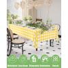 imageSmiry Disposable Table Cloth 12 Pack 84 Inch Round Waterproof Plastic Tablecloth Decorative Rectangle Table Covers for Party Birthday Picnic WhiteYellow and White