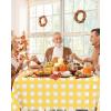 imageSmiry Disposable Table Cloth 12 Pack 84 Inch Round Waterproof Plastic Tablecloth Decorative Rectangle Table Covers for Party Birthday Picnic WhiteYellow and White