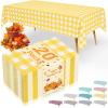 imageSmiry Disposable Table Cloth 12 Pack 84 Inch Round Waterproof Plastic Tablecloth Decorative Rectangle Table Covers for Party Birthday Picnic WhiteYellow and White