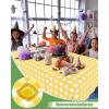 imageSmiry Disposable Table Cloth 12 Pack 84 Inch Round Waterproof Plastic Tablecloth Decorative Rectangle Table Covers for Party Birthday Picnic WhiteYellow and White