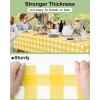 imageSmiry Disposable Table Cloth 12 Pack 84 Inch Round Waterproof Plastic Tablecloth Decorative Rectangle Table Covers for Party Birthday Picnic WhiteYellow and White