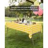 imageSmiry Disposable Table Cloth 12 Pack 84 Inch Round Waterproof Plastic Tablecloth Decorative Rectangle Table Covers for Party Birthday Picnic WhiteYellow and White