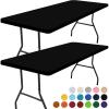 imageSmiry 2 Pack Rectangle Picnic Table Cloth Waterproof Elastic Fitted Tablecloths Washable Polyester Rectangular Patio Table Cover for Camping Indoor and Outdoor Black 30quotx72quotBlack