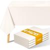 imageSmiry 4 Pack Rectangle Table Cloth Waterproof AntiScratch Polyester Tablecloth Decorative Washable Fabric Table Cover for Dining Buffet Parties and Outdoor 60x102 BlackBeige