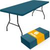 imageSmiry 6 Pack Rectangle Picnic Table Cloth Waterproof Elastic Fitted Tablecloths Washable Polyester Rectangular Patio Table Cover for Camping Indoor and Outdoor Black 30quotx72quotPeacock Blue