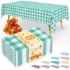 imageSmiry Disposable Table Cloth 12 Pack 84 Inch Round Waterproof Plastic Tablecloth Decorative Rectangle Table Covers for Party Birthday Picnic WhiteTeal and White