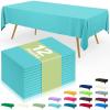 imageSmiry Disposable Table Cloth 12 Pack 84 Inch Round Waterproof Plastic Tablecloth Decorative Rectangle Table Covers for Party Birthday Picnic WhiteTeal