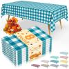 imageSmiry Disposable Table Cloth 12 Pack 84 Inch Round Waterproof Plastic Tablecloth Decorative Rectangle Table Covers for Party Birthday Picnic WhiteTurquoise and White