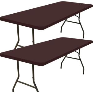 imageSmiry 2 Pack Rectangle Picnic Table Cloth Waterproof Elastic Fitted Tablecloths Washable Polyester Rectangular Patio Table Cover for Camping Indoor and Outdoor Black 30quotx72quotCoffee