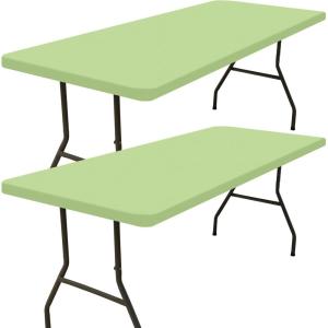 imageSmiry 2 Pack Rectangle Picnic Table Cloth Waterproof Elastic Fitted Tablecloths Washable Polyester Rectangular Patio Table Cover for Camping Indoor and Outdoor Black 30quotx72quotSage Green