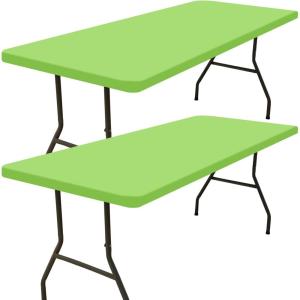 imageSmiry 2 Pack Rectangle Picnic Table Cloth Waterproof Elastic Fitted Tablecloths Washable Polyester Rectangular Patio Table Cover for Camping Indoor and Outdoor Black 30quotx72quotLime Green