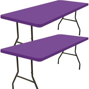 imageSmiry 2 Pack Rectangle Picnic Table Cloth Waterproof Elastic Fitted Tablecloths Washable Polyester Rectangular Patio Table Cover for Camping Indoor and Outdoor Black 30quotx72quotPurple