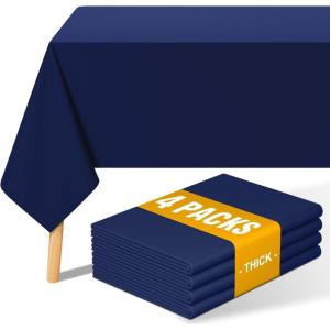 imageSmiry 4 Pack Rectangle Table Cloth Waterproof AntiScratch Polyester Tablecloth Decorative Washable Fabric Table Cover for Dining Buffet Parties and Outdoor 60x102 BlackNavy