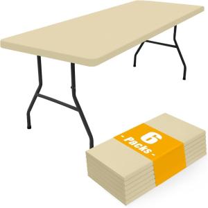 imageSmiry 6 Pack Rectangle Picnic Table Cloth Waterproof Elastic Fitted Tablecloths Washable Polyester Rectangular Patio Table Cover for Camping Indoor and Outdoor Black 30quotx72quotChampagne