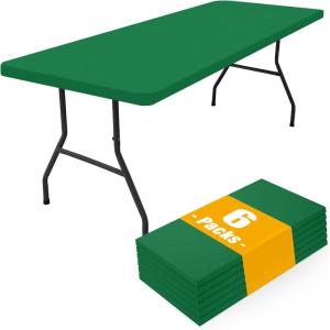 imageSmiry 6 Pack Rectangle Picnic Table Cloth Waterproof Elastic Fitted Tablecloths Washable Polyester Rectangular Patio Table Cover for Camping Indoor and Outdoor Black 30quotx72quotHunter Green