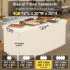 imageSmiry Spandex Tablecloth Elastic Fitted Stretch Tablecloth for 6FT Rectangle Tables Waterproof Washable Table Cover Skirt for Outdoor Wedding Banquet ampamp Parties White 72Lx30Wx30H InchBeige