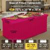 imageSmiry Spandex Tablecloth Elastic Fitted Stretch Tablecloth for 6FT Rectangle Tables Waterproof Washable Table Cover Skirt for Outdoor Wedding Banquet ampamp Parties White 72Lx30Wx30H InchFuchsia