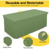 imageSmiry Spandex Tablecloth Elastic Fitted Stretch Tablecloth for 6FT Rectangle Tables Waterproof Washable Table Cover Skirt for Outdoor Wedding Banquet ampamp Parties White 72Lx30Wx30H InchSage Green