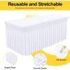 imageSmiry Spandex Tablecloth Elastic Fitted Stretch Tablecloth for 6FT Rectangle Tables Waterproof Washable Table Cover Skirt for Outdoor Wedding Banquet ampamp Parties White 72Lx30Wx30H InchWhite