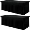 imageSmiry Spandex Tablecloth Elastic Fitted Stretch Tablecloth for 6FT Rectangle Tables Waterproof Washable Table Cover Skirt for Outdoor Wedding Banquet ampamp Parties White 72Lx30Wx30H InchBlack