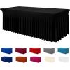 imageSmiry Spandex Tablecloth Elastic Fitted Stretch Tablecloth for 6FT Rectangle Tables Waterproof Washable Table Cover Skirt for Outdoor Wedding Banquet ampamp Parties White 72Lx30Wx30H InchBlack