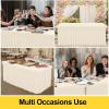 imageSmiry Spandex Tablecloth Elastic Fitted Stretch Tablecloth for 6FT Rectangle Tables Waterproof Washable Table Cover Skirt for Outdoor Wedding Banquet ampamp Parties White 72Lx30Wx30H InchBeige