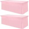 imageSmiry Spandex Tablecloth Elastic Fitted Stretch Tablecloth for 6FT Rectangle Tables Waterproof Washable Table Cover Skirt for Outdoor Wedding Banquet ampamp Parties White 72Lx30Wx30H InchPink