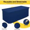 imageSmiry Spandex Tablecloth Elastic Fitted Stretch Tablecloth for 6FT Rectangle Tables Waterproof Washable Table Cover Skirt for Outdoor Wedding Banquet ampamp Parties White 72Lx30Wx30H InchNavy