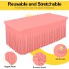imageSmiry Spandex Tablecloth Elastic Fitted Stretch Tablecloth for 6FT Rectangle Tables Waterproof Washable Table Cover Skirt for Outdoor Wedding Banquet ampamp Parties White 72Lx30Wx30H InchCoral Red