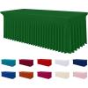imageSmiry Spandex Tablecloth Elastic Fitted Stretch Tablecloth for 6FT Rectangle Tables Waterproof Washable Table Cover Skirt for Outdoor Wedding Banquet ampamp Parties White 72Lx30Wx30H InchEmerald Green