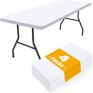 imageSmiry 4 Pack Rectangle Picnic Table Cloth Waterproof Elastic Fitted Tablecloths Washable Polyester Rectangular Patio Table Cover for Camping Indoor and Outdoor Black 30quotx72quotWhite