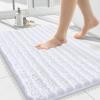 imageSmiry Bathroom Rugs 24x16 and Toilet Lid Cover 175x15 Soft and Absorbent Bath Mat Machine Washable NonSlip Plush Carpet Runner for Tub Shower and Floor Home DecorWhite