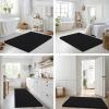 imageSmiry Bathroom Rugs Set 3 Piece Extra Soft Absorbent Non Slip Rubber Backing Machine Washable Quick Dry Chenille Bath Rug Set for Tub Shower and Floor 30quot x 20quot47quot x 20quot 24quot x 16quot Black