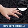 imageSmiry Chenille Bathroom Rugs 24x16 and UShaped Toilet Bath Rugs 20x20 Extra Soft and Absorbent Shaggy Bath Mat Machine Washable NonSlip Plush Carpet Black