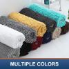 imageSmiry Chenille Bathroom Rugs 24x16 and UShaped Toilet Bath Rugs 20x20 Extra Soft and Absorbent Shaggy Bath Mat Machine Washable NonSlip Plush Carpet Black