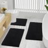 imageSmiry Chenille Bathroom Rugs 24x16 and UShaped Toilet Bath Rugs 20x20 Extra Soft and Absorbent Shaggy Bath Mat Machine Washable NonSlip Plush Carpet Black