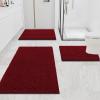 imageSmiry Chenille Bathroom Rugs 30x20 and UShaped Toilet Bath Rugs 24x20 Extra Soft and Absorbent Shaggy Bath Mat Machine Washable NonSlip Plush Carpet Burgundy