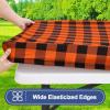imageSmiry Picnic Table Cloth 2 Pack Waterproof Elastic Fitted Tablecloths for 6FT Rectangle Tables Washable Polyester Buffalo Plaid Tablecloth for Camping Dining ampamp Outdoor Black ampamp White 30quot x 72quotBlack and Orange