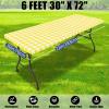 imageSmiry Picnic Table Cloth 2 Pack Waterproof Elastic Fitted Tablecloths for 6FT Rectangle Tables Washable Polyester Buffalo Plaid Tablecloth for Camping Dining ampamp Outdoor Black ampamp White 30quot x 72quotYellow and White