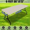 imageSmiry Picnic Table Cloth 2 Pack Waterproof Elastic Fitted Tablecloths for 6FT Rectangle Tables Washable Polyester Buffalo Plaid Tablecloth for Camping Dining ampamp Outdoor Black ampamp White 30quot x 72quotKhaki and White