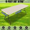 imageSmiry Picnic Table Cloth 2 Pack Waterproof Elastic Fitted Tablecloths for 6FT Rectangle Tables Washable Polyester Buffalo Plaid Tablecloth for Camping Dining ampamp Outdoor Black ampamp White 30quot x 72quotKhaki and White