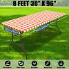 imageSmiry Picnic Table Cloth 2 Pack Waterproof Elastic Fitted Tablecloths for 6FT Rectangle Tables Washable Polyester Buffalo Plaid Tablecloth for Camping Dining ampamp Outdoor Black ampamp White 30quot x 72quotOrange and White