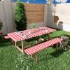 imageSmiry Picnic Table Cloth 2 Pack Waterproof Elastic Fitted Tablecloths for 6FT Rectangle Tables Washable Polyester Buffalo Plaid Tablecloth for Camping Dining ampamp Outdoor Black ampamp White 30quot x 72quotRed and White