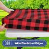 imageSmiry Picnic Table Cloth 2 Pack Waterproof Elastic Fitted Tablecloths for 6FT Rectangle Tables Washable Polyester Buffalo Plaid Tablecloth for Camping Dining ampamp Outdoor Black ampamp White 30quot x 72quotBlack and Red
