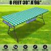 imageSmiry Picnic Table Cloth 2 Pack Waterproof Elastic Fitted Tablecloths for 6FT Rectangle Tables Washable Polyester Buffalo Plaid Tablecloth for Camping Dining ampamp Outdoor Black ampamp White 30quot x 72quotGreen and White