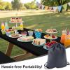 imageSmiry Picnic Table Cover with Bench Covers Waterproof Elastic Fitted Polyester Tablecloths for 6 Ft Rectangle Tables Washable Windproof Tablecloth for Camping RV ampamp Outdoor Black 30x72 InchesBlack