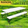 imageSmiry Picnic Table Cover with Bench Covers Waterproof Elastic Fitted Polyester Tablecloths for 6 Ft Rectangle Tables Washable Windproof Tablecloth for Camping RV ampamp Outdoor Black 30x72 InchesWhite