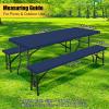 imageSmiry Picnic Table Cover with Bench Covers Waterproof Elastic Fitted Polyester Tablecloths for 6 Ft Rectangle Tables Washable Windproof Tablecloth for Camping RV ampamp Outdoor Black 30x72 InchesNavy